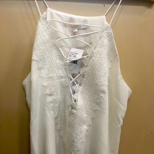 White Lace Up Strappy Tank
